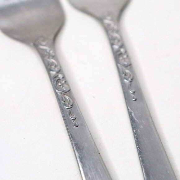 Vintage Ornate Levco Stainless Steel Forks (set of 2) - Japan Floral Cutlery - Picture 5 of 8
